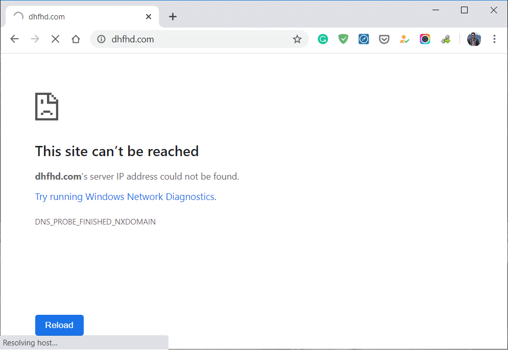 Fix This site can’t be reached error in Google Chrome – TechCult