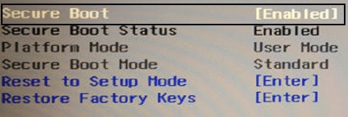 Disable secure boot and try installing windows updates