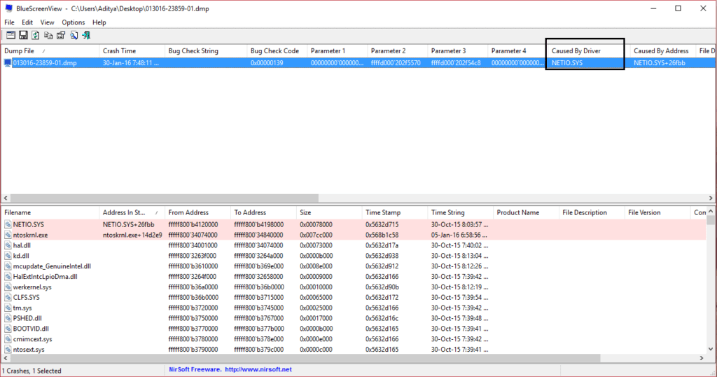 bluescreenview to read minidump file