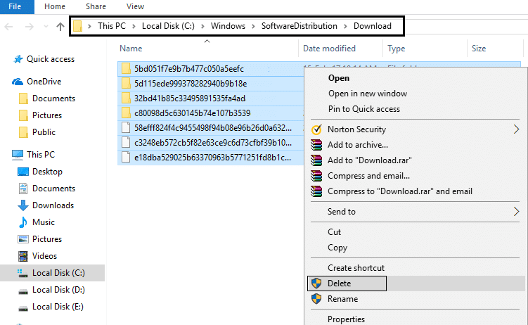  hapus semua yang ada di dalam Folder SoftwareDistribution