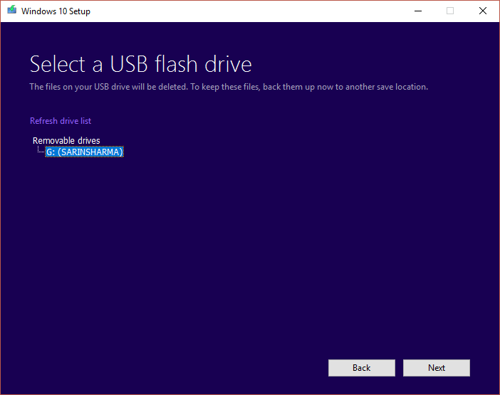 GB. pilih usb flash drive | Perbaiki Tidak Ada Kesalahan Perangkat yang Dapat Di-boot pada Windows 10