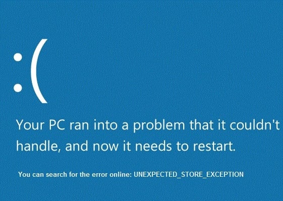 Fix Unexpected Store Exception BSOD in Windows 10