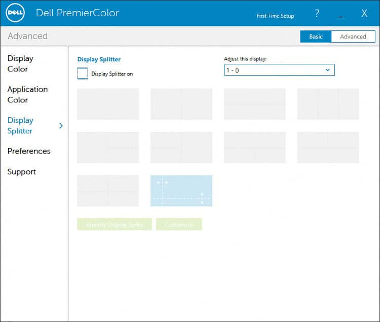 Uncheck Display Splitter in Dell PremierColor
