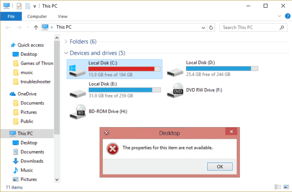 Fix The properties for this item are not available – TechCult