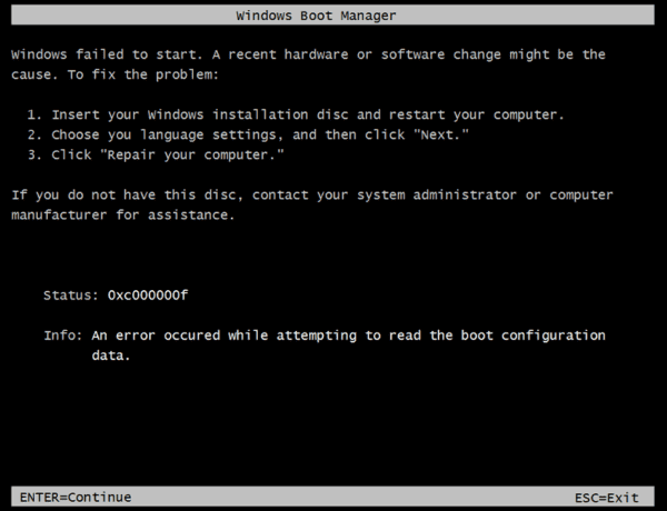 Fix 0xc000000f: An Error occurred while attempting to read the boot ...