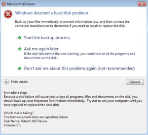 windows 7 hard disk problem fix