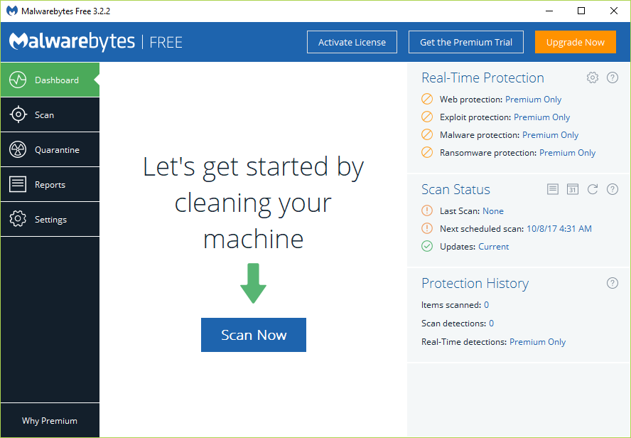 Click on Scan Now once you run the Malwarebytes Anti-Malware