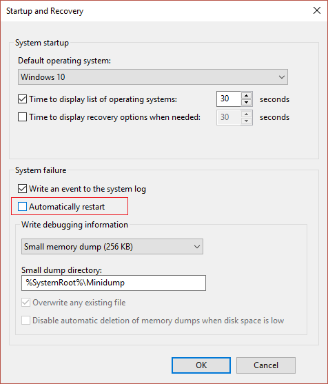 Disable Automatic Restart on System Failure in Windows 10 - 71