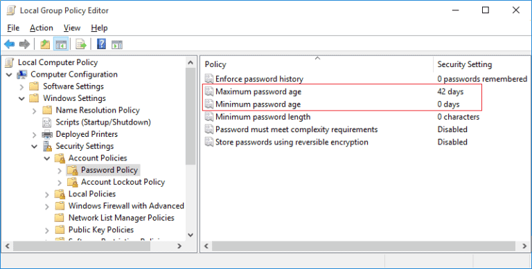 Change Maximum and Minimum Password Age in Windows 10 – TechCult