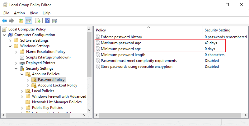  Kebijakan Kata Sandi di Gpedit Usia kata sandi maksimum dan minimum