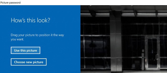 Adjust the image by dragging it to position it the way you want then click Use this picture