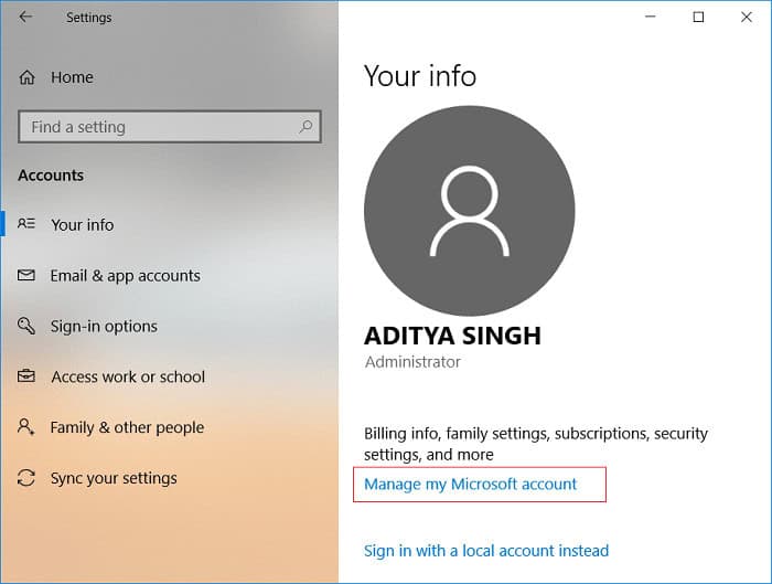 Manage my Microsoft account