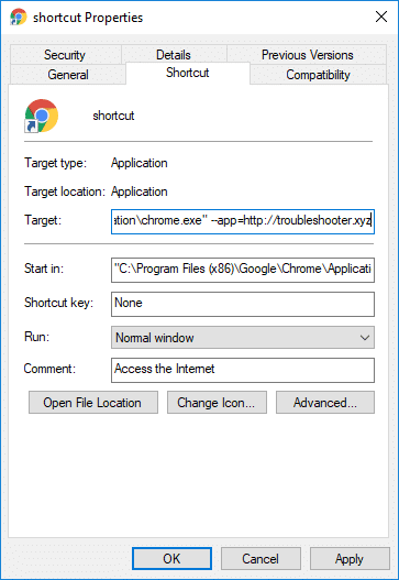 Manually Create Desktop Shortcut of Website