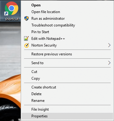  Sekarang klik kanan pada ikon Chrome lalu pilih Properties.