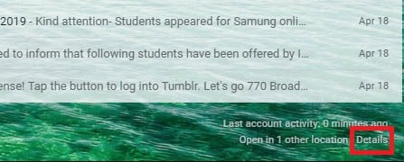 Scroll down to the bottom of the Gmail window and click on ‘Details’
