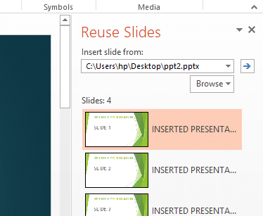  Lihat semua slide presentasi yang akan disisipkan