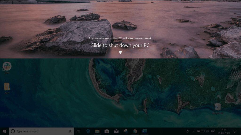 Slide to shut down your PC