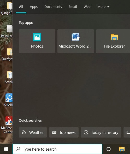 Press Windows + S button on the keyboard to launch the Search box.
