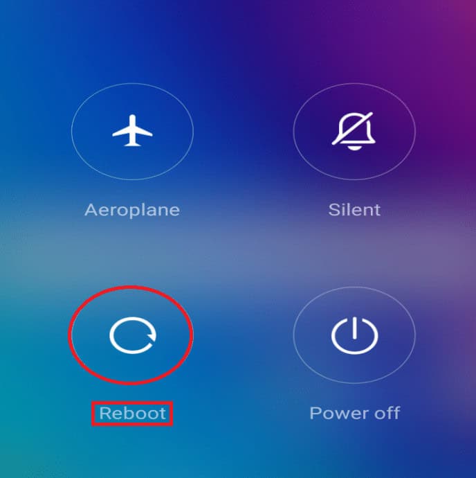 ress the Power button to open the menu, which has the option to Restart the device. Tap on the Restart option.