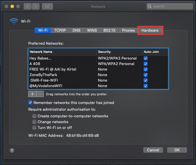 Click on the โHardwareโ under the Advanced tab.