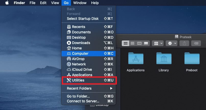 From the Go menu under Finder, click on Utilities