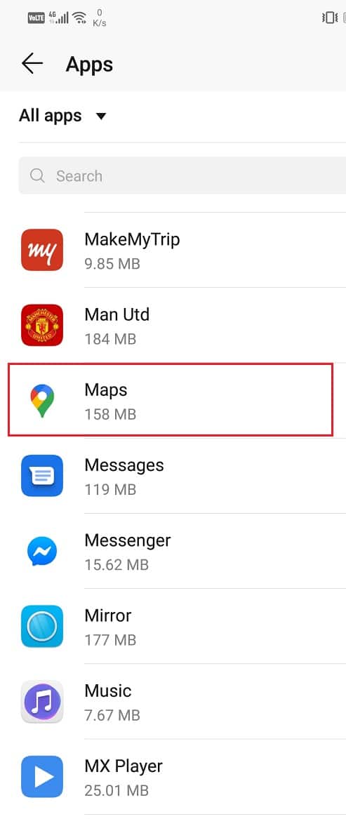 In the manage apps section, you will find the Google Maps icon | Fix Improve Location Accuracy Popup In Android