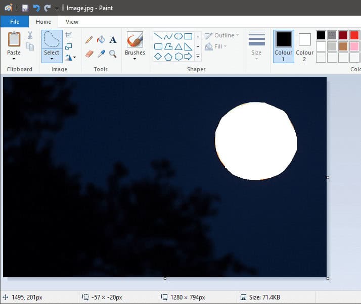Right-click on your selection and select ‘Cut’ in the menu. It will make your selection disappear, leaving just white space behind