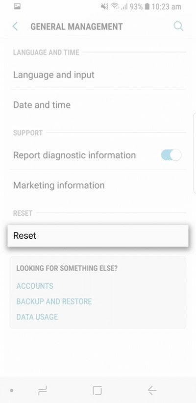 Under General Management select Factory Reset