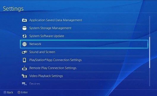 Navigate to the Settings from the main screen of the PS4