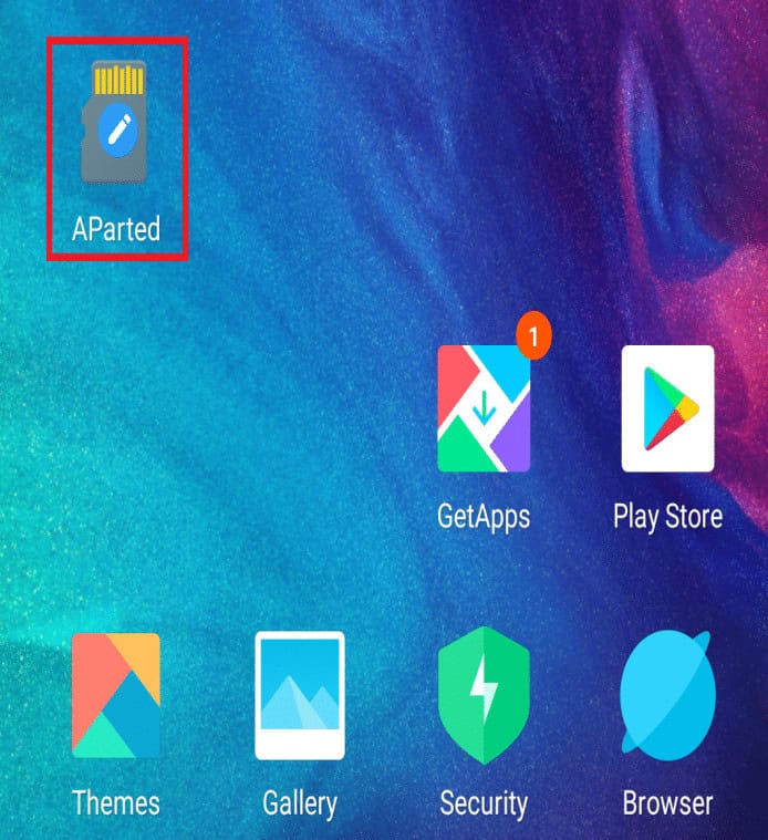 Open the AParted application which you have installed by clicking on its icon