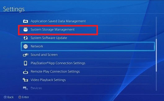 Under the settings, click on System Storage Management