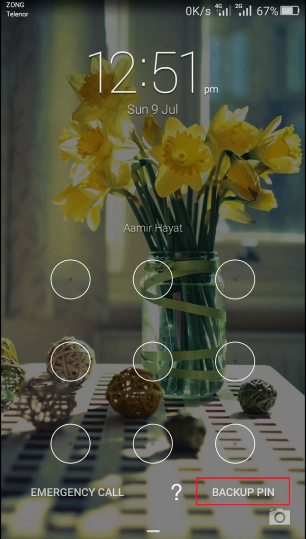 Click on the Backup PIN option on the lower right-hand side of the screen