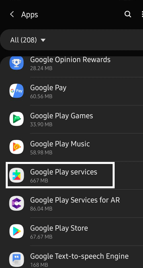 GB. Temukan Layanan Google Play dan buka