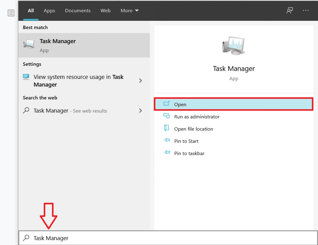Open Task Manager by right-clicking on the Taskbar and then selecting the same