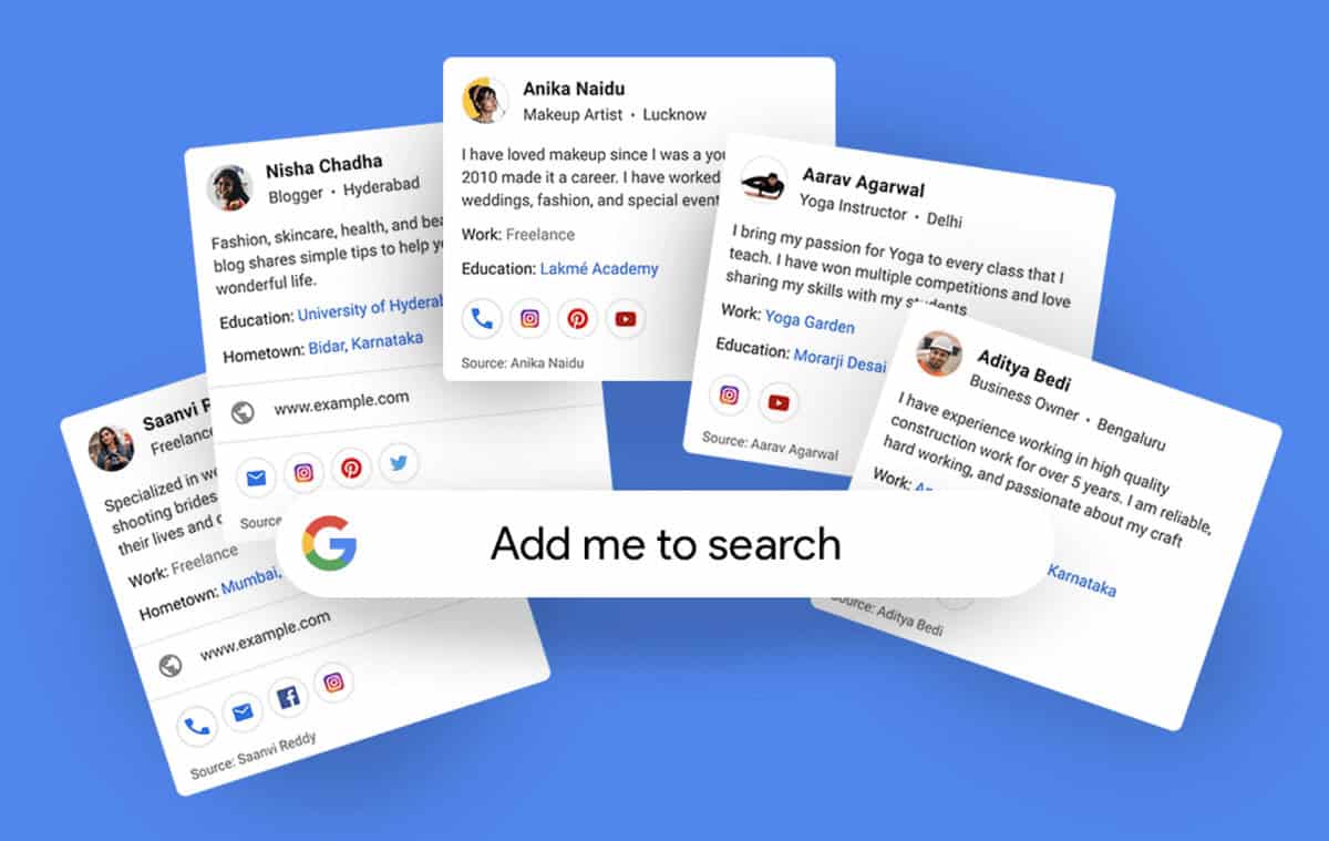 Google People Card Add me to Search