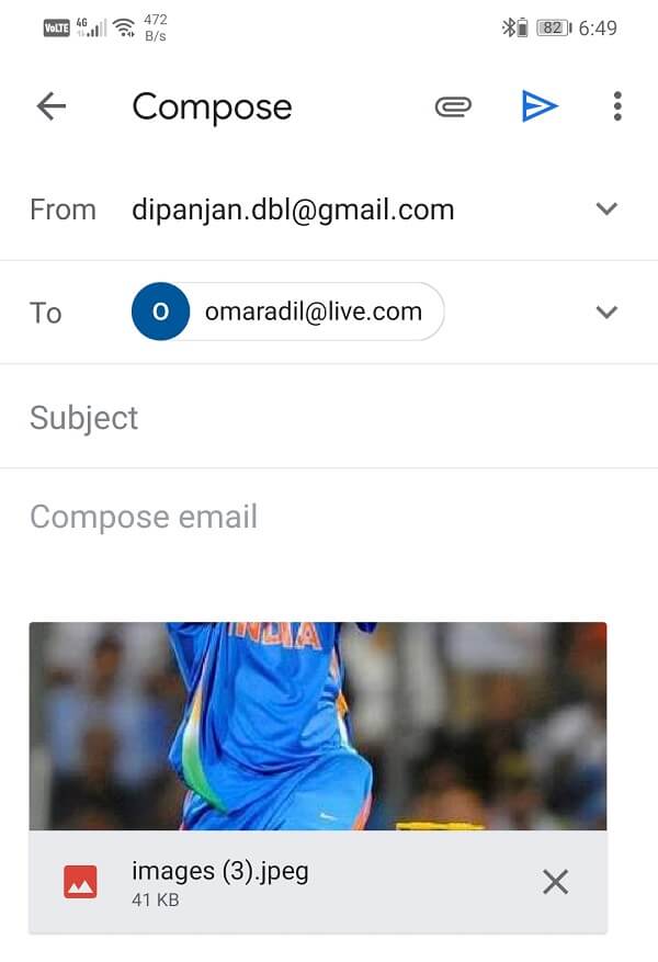  Gambar akan ditambahkan ke email sebagai lampiran