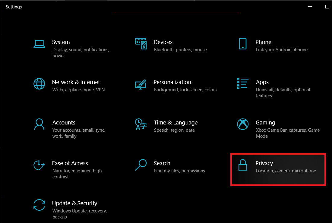  Klik Privasi | Aktifkan Campuran Stereo di Windows 10