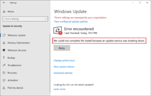 Fix We could not complete the install because an update service was ...