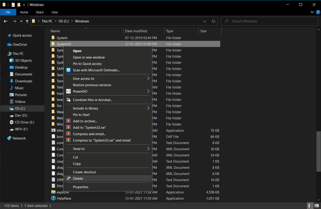 How to delete system32