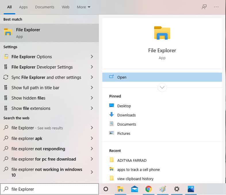 Open file explorer on your windows computer.