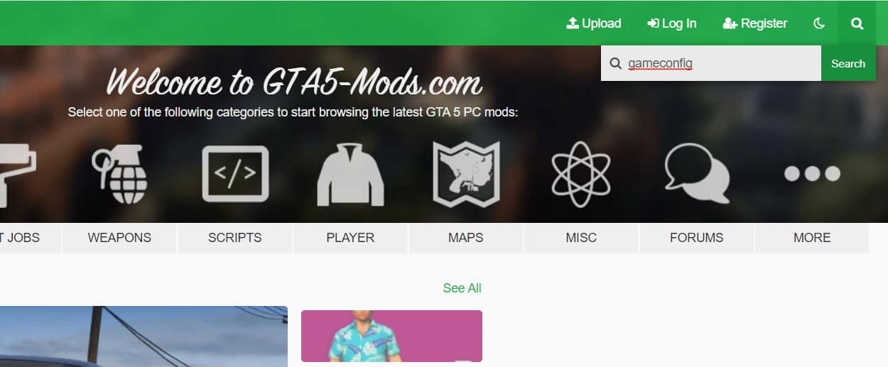 Now, go to the upper portion of the Mod window and click the search button