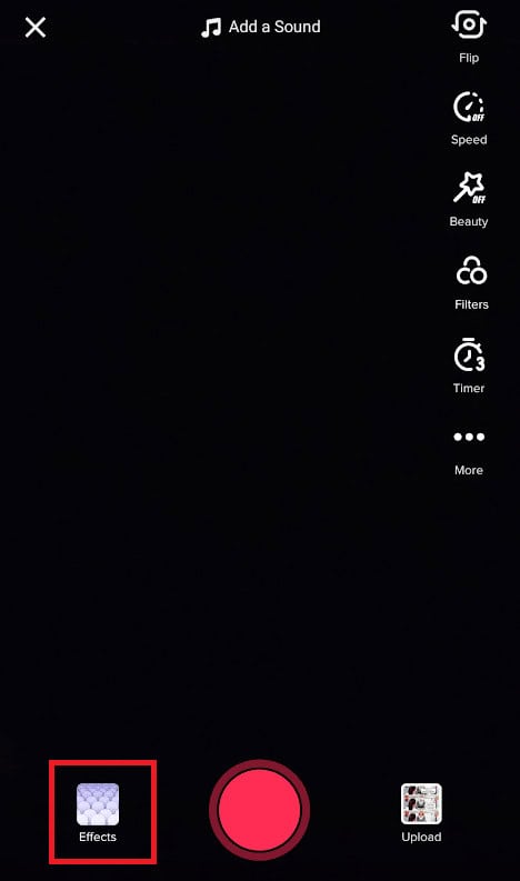Tap on Effects on TikTok