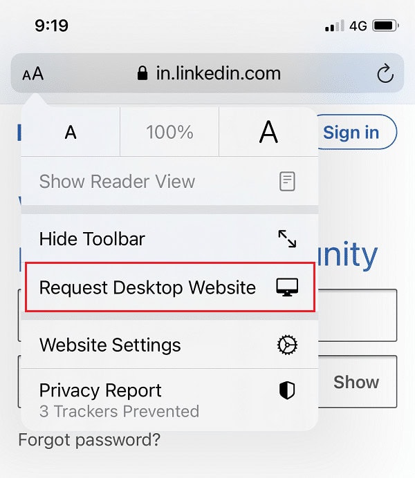 View the LinkedIn Desktop Site on iPhone