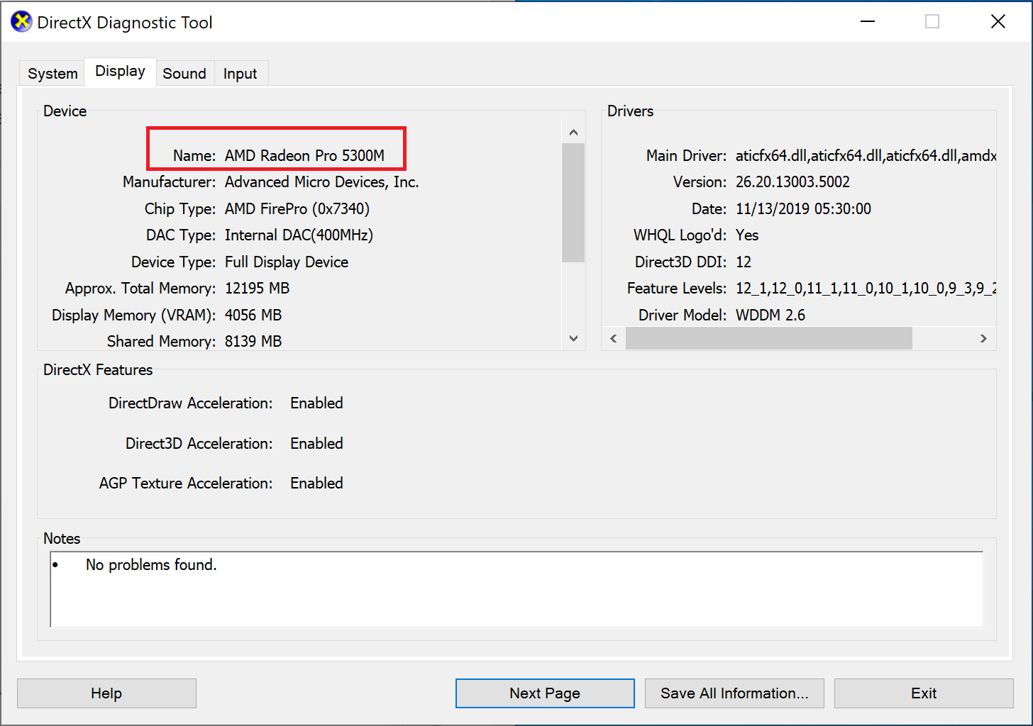  Halaman Alat Diagnostik DirectX