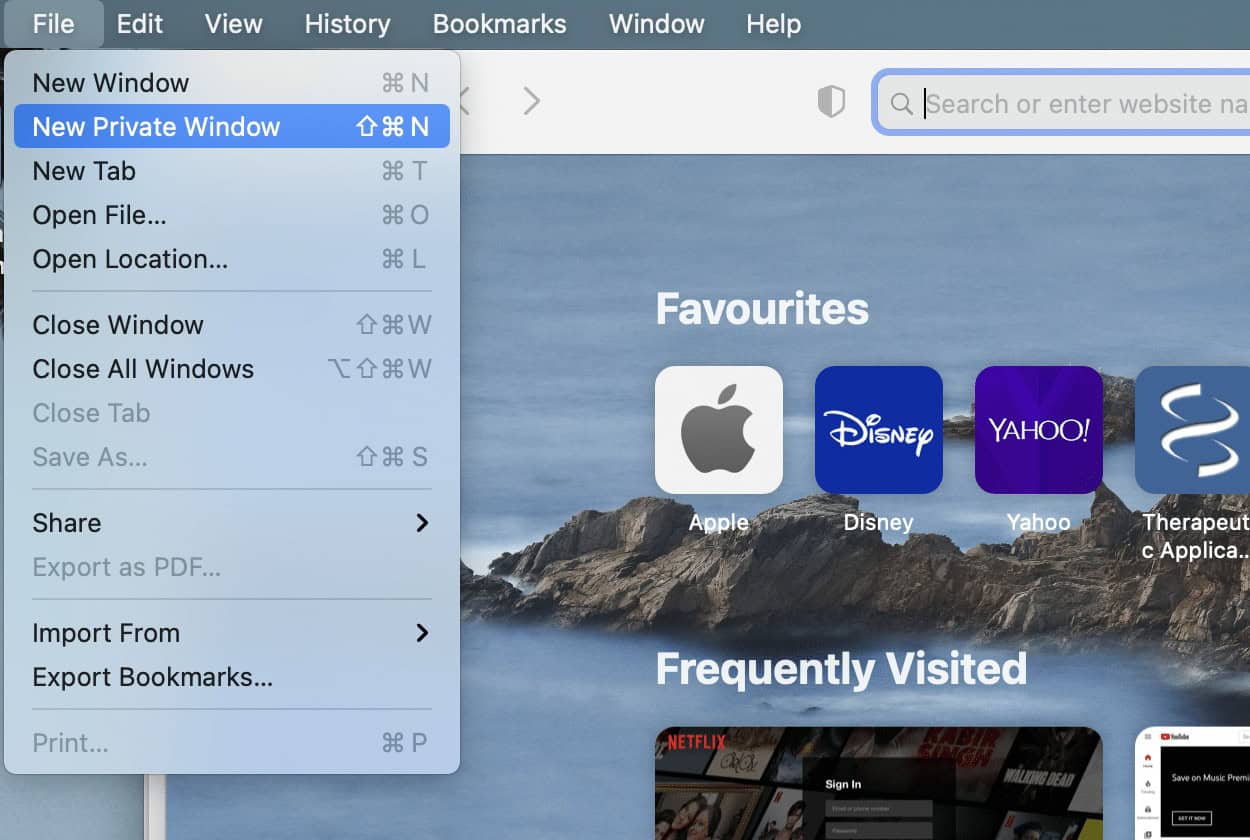 Click on File and select New Private Window | Fix This Connection is Not Private