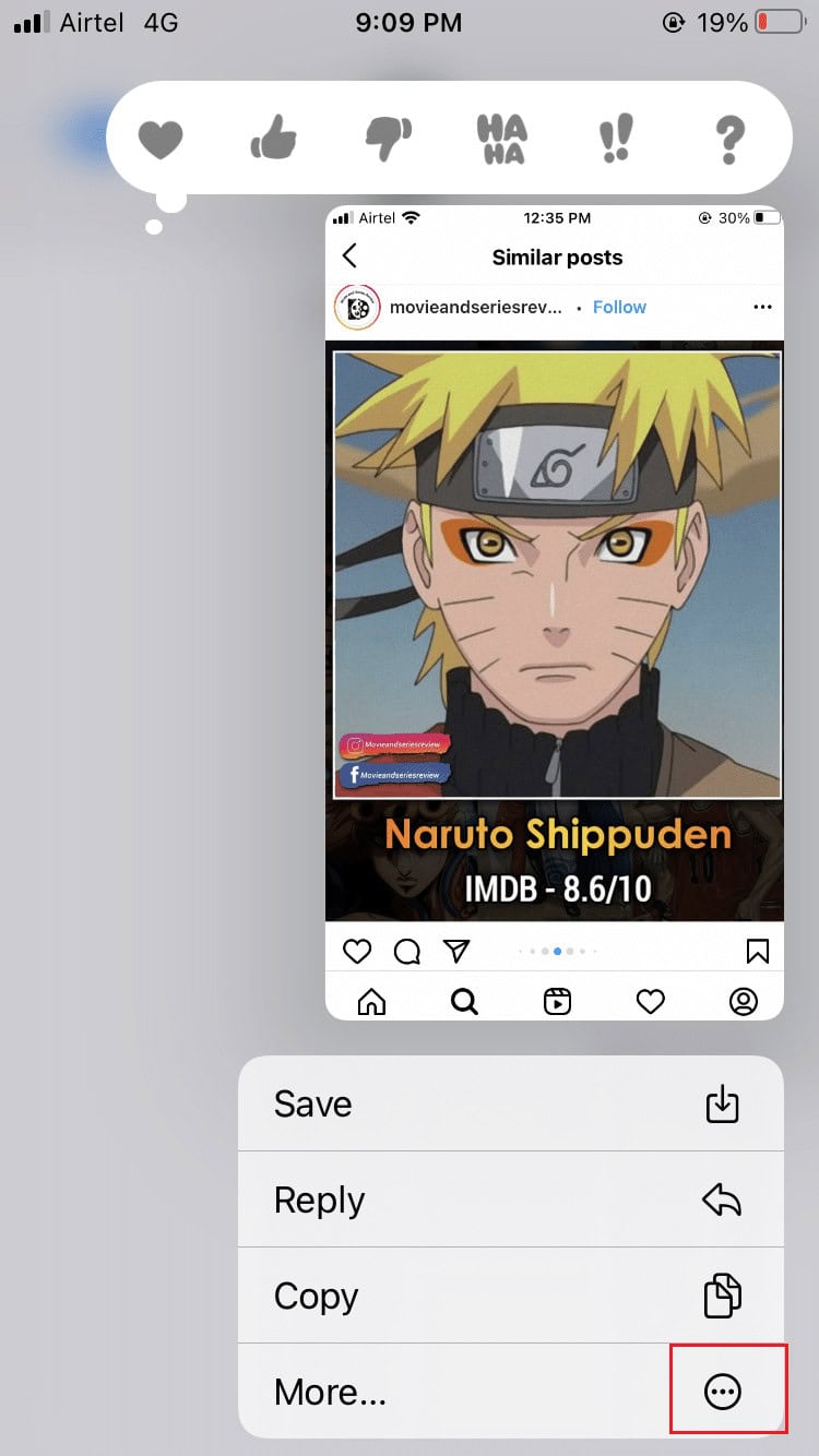 Tap on ... in the pop-up menu, then choose any photo