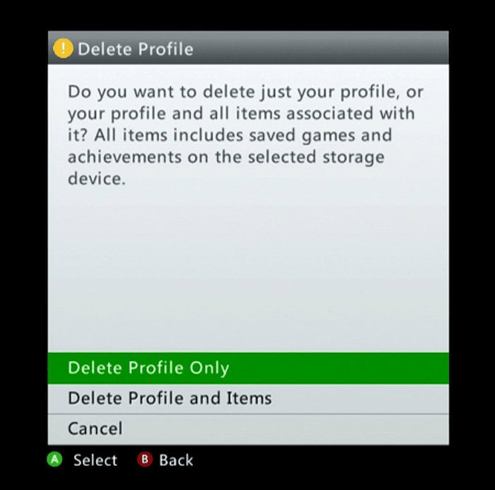 delete xbox profile