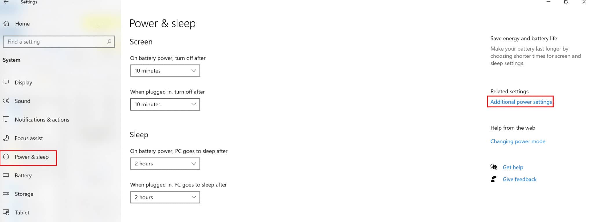 Click on Additional power settings from the right-most pane 
