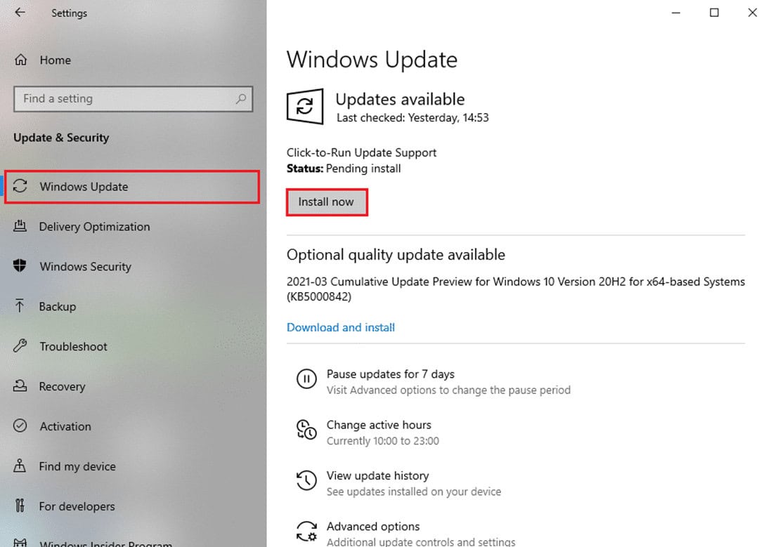 Follow the onscreen instructions to download and install the latest update available.
