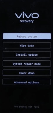 Use the Volume down button to navigate to Recovery Mode option and press Power key to confirm it.